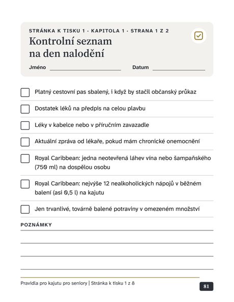 Strana 81 z 96: Stránka k tisku: Kontrolní seznam na den nalodění